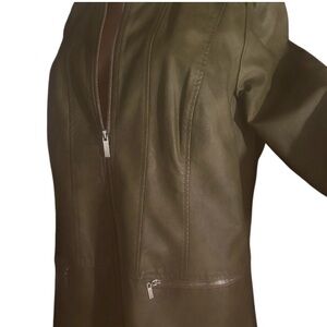 Christopher & Banks Olive Green Leather Jacket Women’s XL